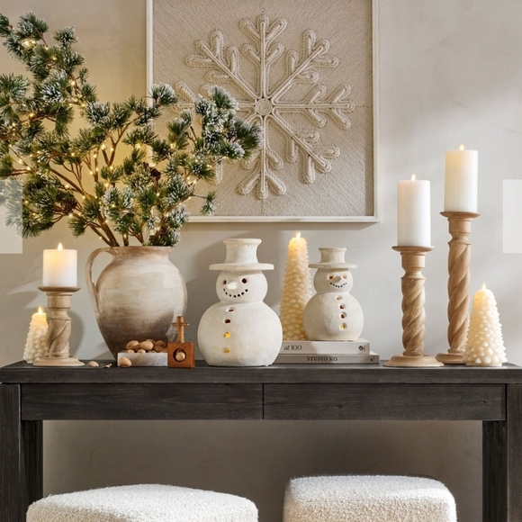 Premium Flickering Flameless Wax Pillar Candle, Retail Price, White & Ivory  - Picture 6 of 11